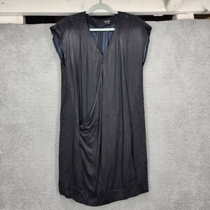 STEVEN ALAN Black V Neck Cap Sleeve Draped Midi Dress Women Size Small